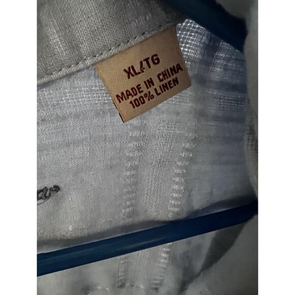 Tommy Bahama Mens Light Blue Striped Linen Casual Button Up Shirt XL Lightweight - Picture 8 of 10